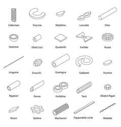 Fusilli Pasta Icons Set Outline