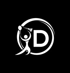 Letter D Badminton Logo Concept With Moving