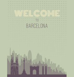 Placard With Famous Barcelona City Scape