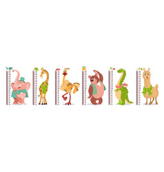 Cartoon Kids Growth Rulers Cute Animals With Wall