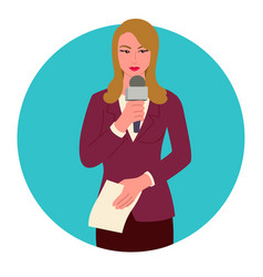 Clip Art Of A Confident Woman Reporter Holding