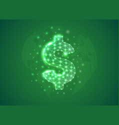 Dollar 3d Low Poly Symbol With Green World Map