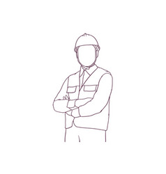 Engineer Standing With Arms Crossed Hand Drawn