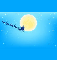 Full Moon And Silhouette Of Santa Claus Flying