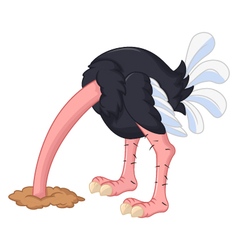 Ostrich Cartoon Has Buried A Head In Sand