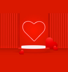 Valentines Day Realistic 3d Red White Podium