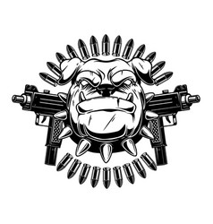 Angry Dog Head With Crossed Assault Rifles Design