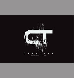 Ct C T Grunge Brush Letter Logo Design In White