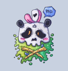 Cute Panda Skull In A Cap Cartoon