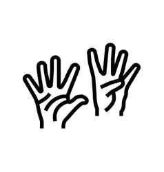 Nine Number Hand Gesture Line Icon