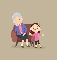 Sad Grandparents With Grandchildren Sitting