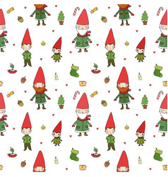 Cute cartoon gnomes christmas elves grandfather Vector Image