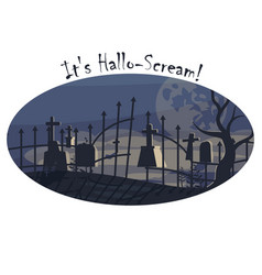 Oval Horizontal Halloween Banner With Night Scary