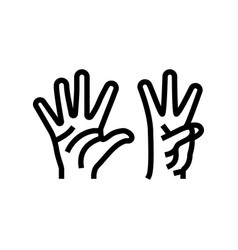 Eight Number Hand Gesture Line Icon