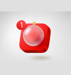 Glass Christmas Bauble On Red Button 3d Mobile