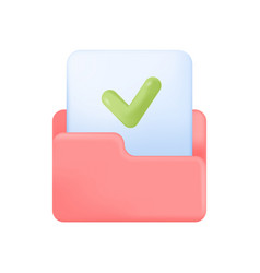 Pink Folder With Approved Document 3d Icon