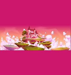 Fantasy Castle Floating On Magic Island In Clouds