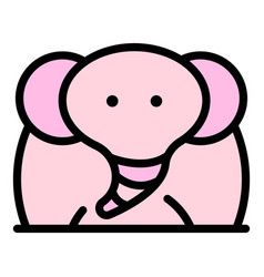 Fat Elephant Icon Color Outline