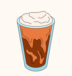 Iced Cold Brew Coffee In Line Art Style