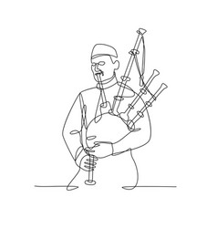 Scottish Bagpiper Playing Bagpipe Continuous Line