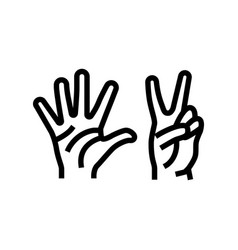 Seven Number Hand Gesture Line Icon