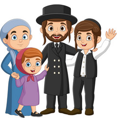 Cartoon Jewish Family Standing Together