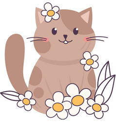 Cat With Flowers