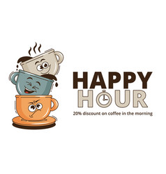 Funky Groovy Cartoon Character Coffee Happy Hour