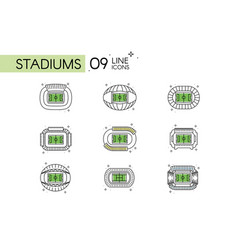 Set Of Different Flat Design Aerial View Stadium