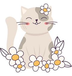 Cat With Flowers