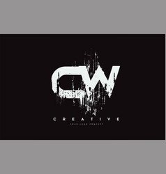 Cw C W Grunge Brush Letter Logo Design In White