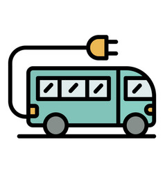 Electric School Bus Icon Color Outline