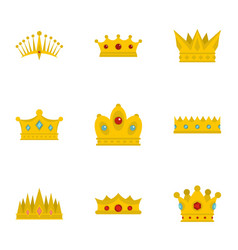 Medieval Crown Icon Set Flat Style