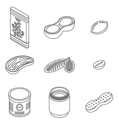 Peanut Icons Set Outline