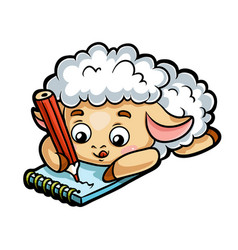 Cartoon For Children Sheep Writer With A Pencil