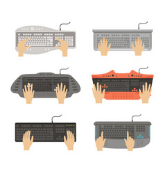 Keyboard With Human Hands Typing And Pressing