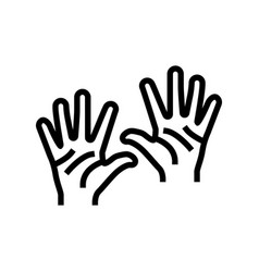 Ten Number Hand Gesture Line Icon