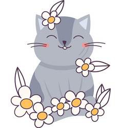 Cat With Flowers