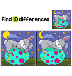 Rabbit Sleeping On Easter Egg Find The Differences