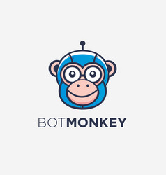 Fun Glasseye Monkey Robot Logo Icon Template