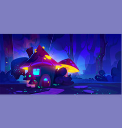 Gnome Mushroom House In Night Forest