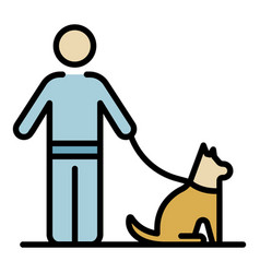 Man Walking Dog Icon Color Outline