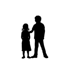 Silhouettes Boy And Girl Older Brother