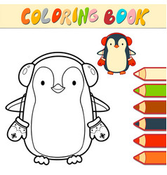 Coloring Book Or Page For Kids Christmas Penguin