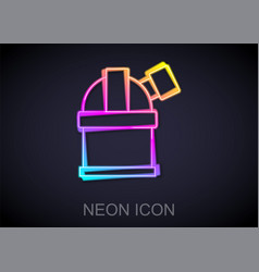 Glowing Neon Line Astronomical Observatory Icon