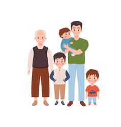 Men Of A Large Family Of Three Generations Flat