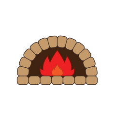 Stone Brick Pizza Firewood Oven With Fire