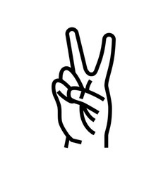 Two Number Hand Gesture Line Icon