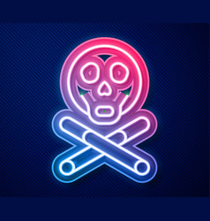 Glowing Neon Line Bones And Skull As A Sign