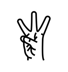 Three Number Hand Gesture Line Icon